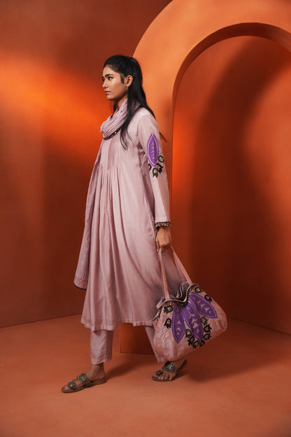 Kachcha Lilac Pintuck Kurta Set