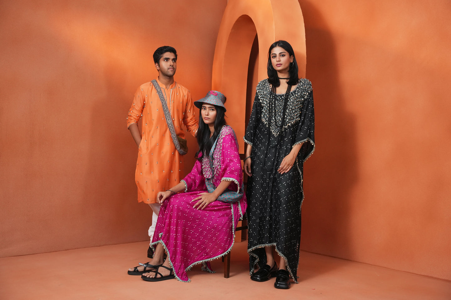 Kachcha Black Bandhej Kaftan