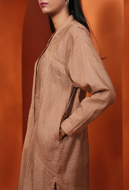 Kachcha Blush Brown Pintuck Kurta and Applique Pant