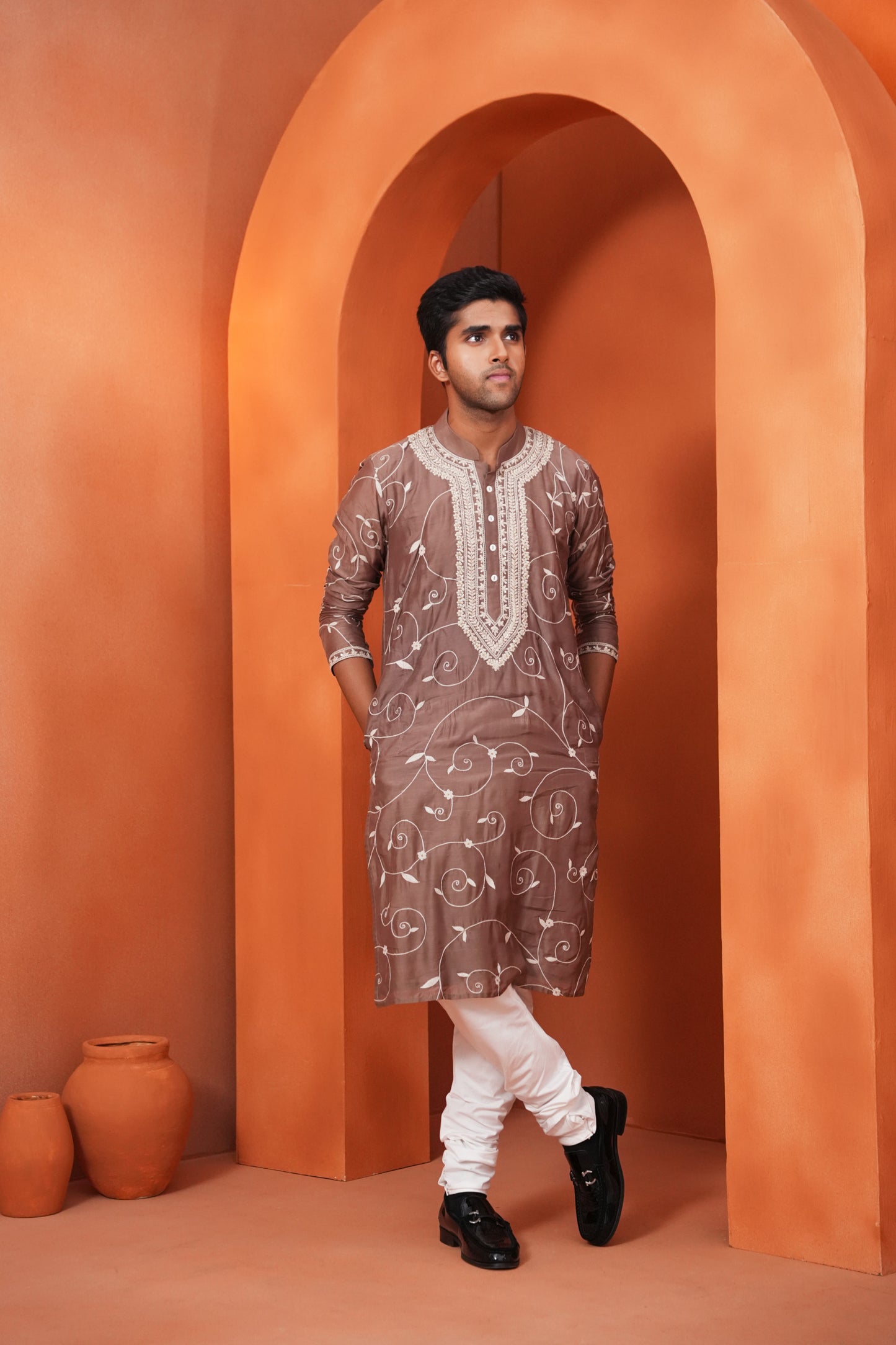 Kachcha Grey Men's Kurta