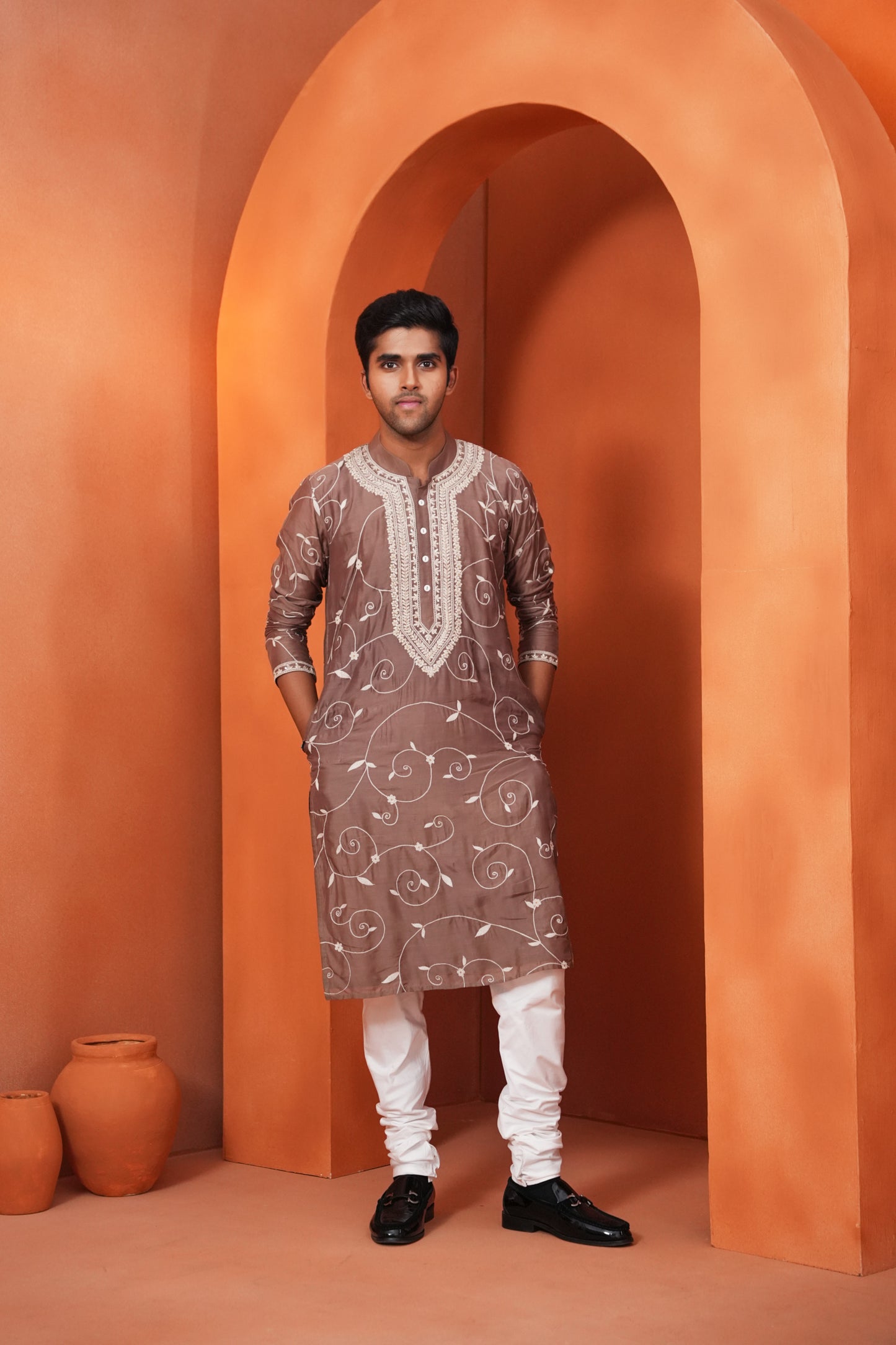 Kachcha Grey Men's Kurta