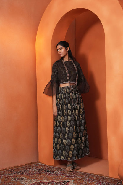 Kachcha Light Black Lehenga Set